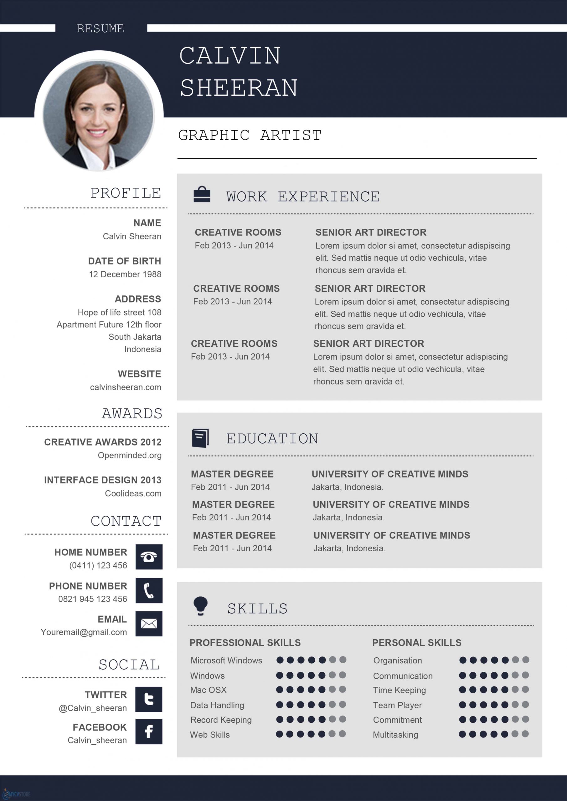 resume cv template word