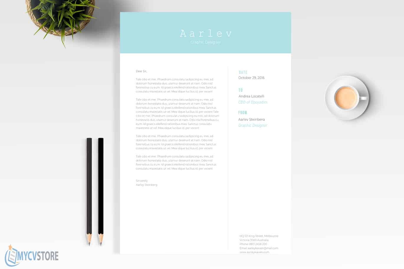 Creative Minimalist Cover Letter - Downloadable Cover Letter Template