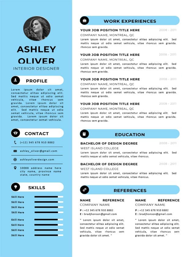 Interior Designer CV Template - Editable Downloadable CV Word