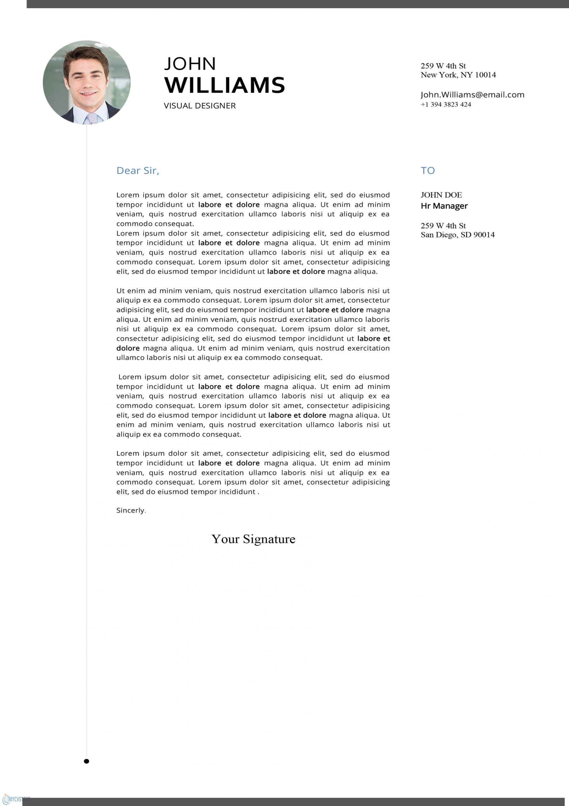 Original Cover Letter - Download MS Word Format Templates