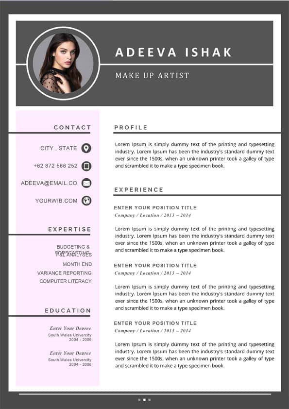 Artist Resume Template Editable Resume for Word [Downloadable]