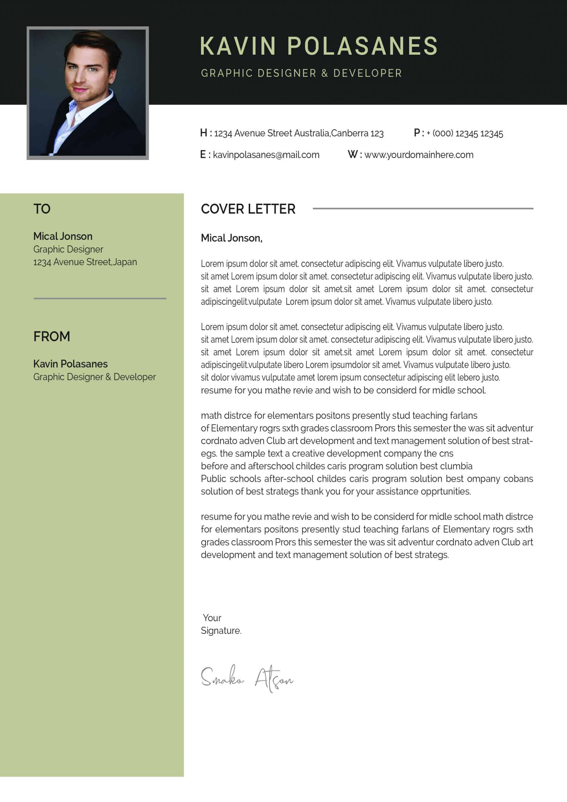 cover letter page design