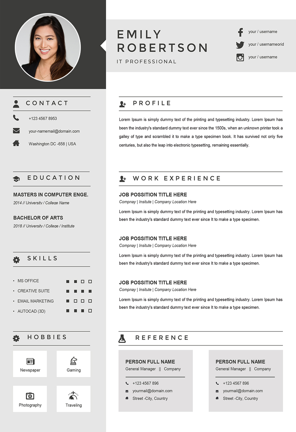 resume format for working professionals