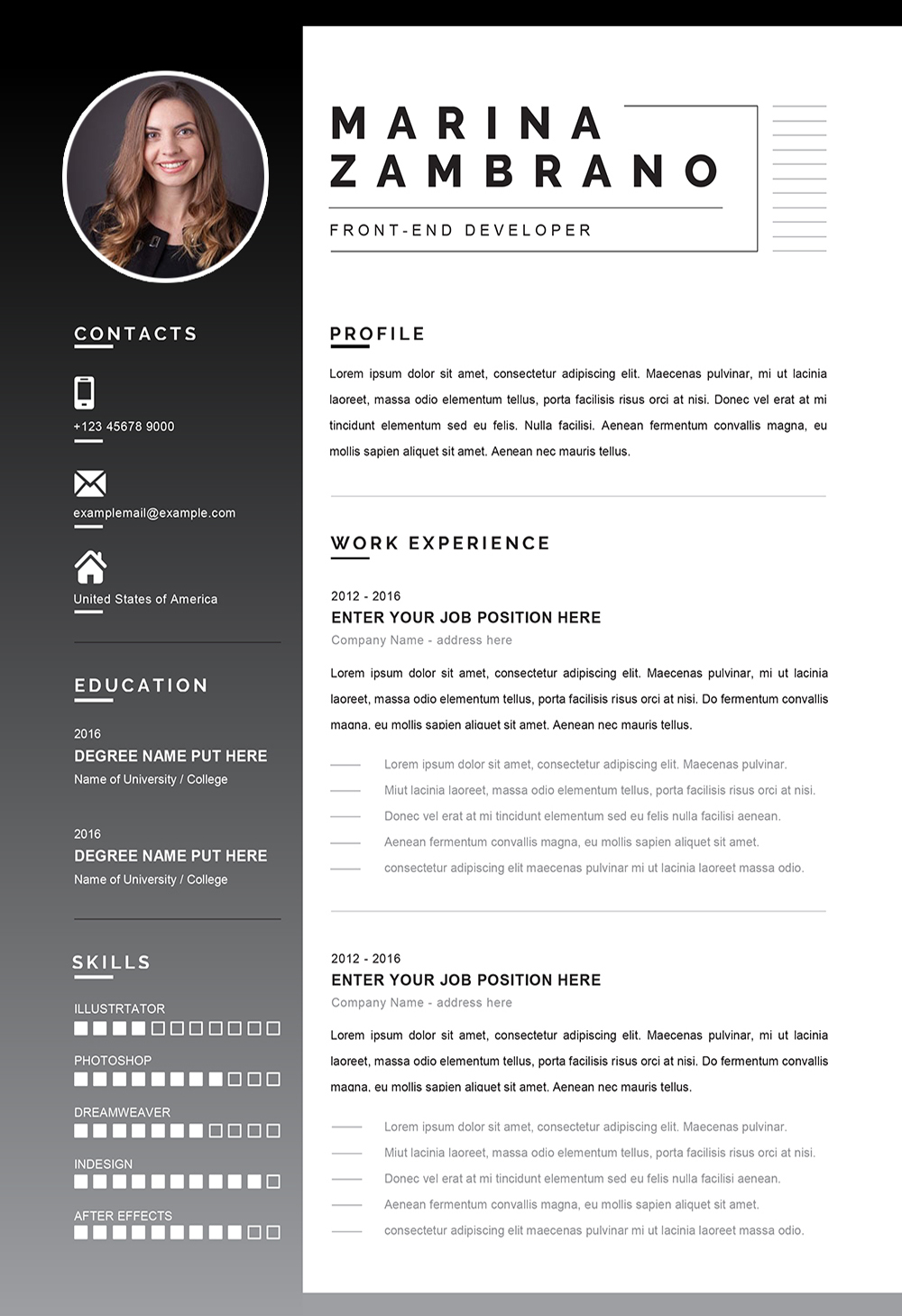 Perfect Resume Example for Word Format - Editable ...