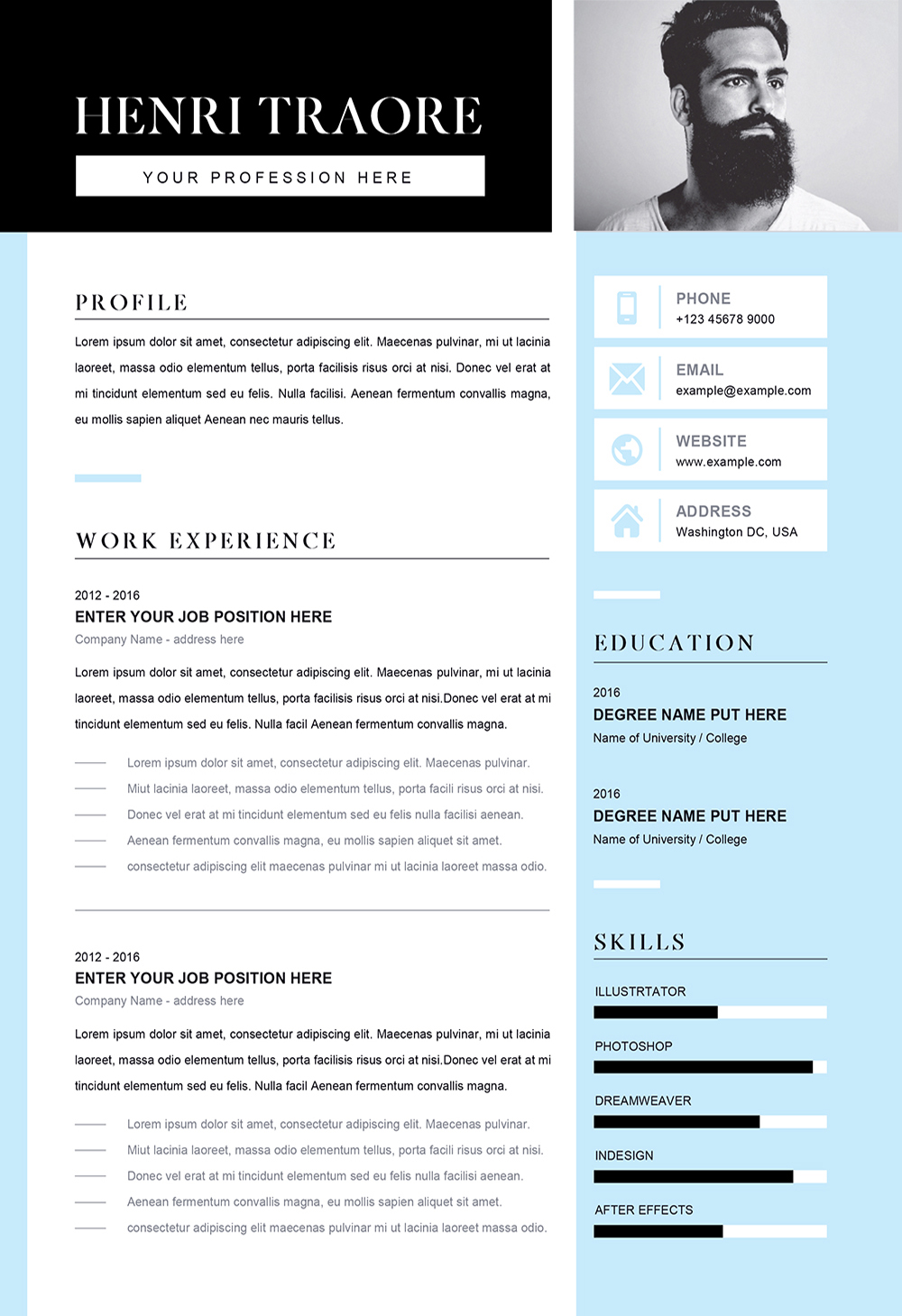 Student Resume Example - Editable Downloadable CV