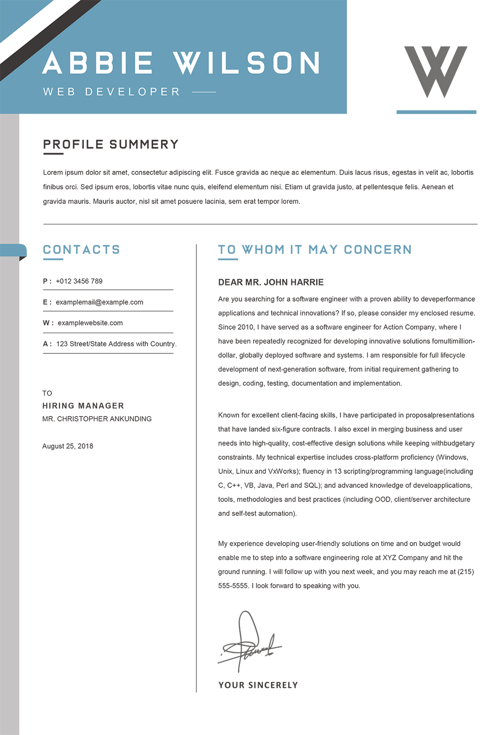 cover letter design website