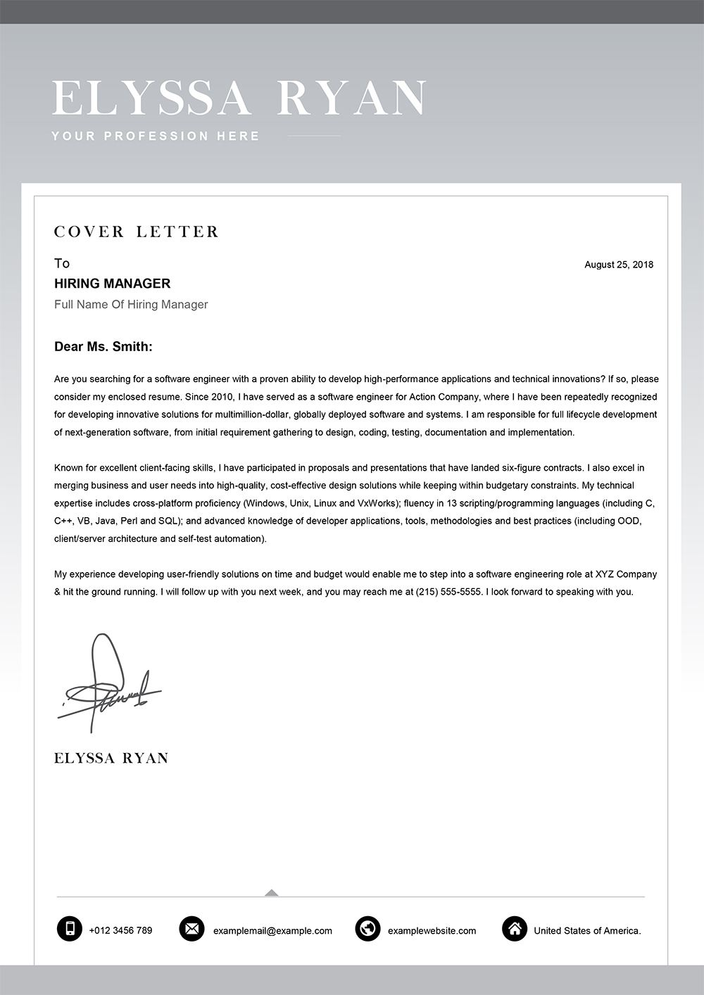 job application letter template word free download