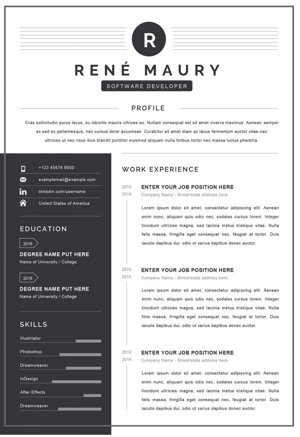 Sample CV on Word Format 2 pages - Editable Downloadable ...