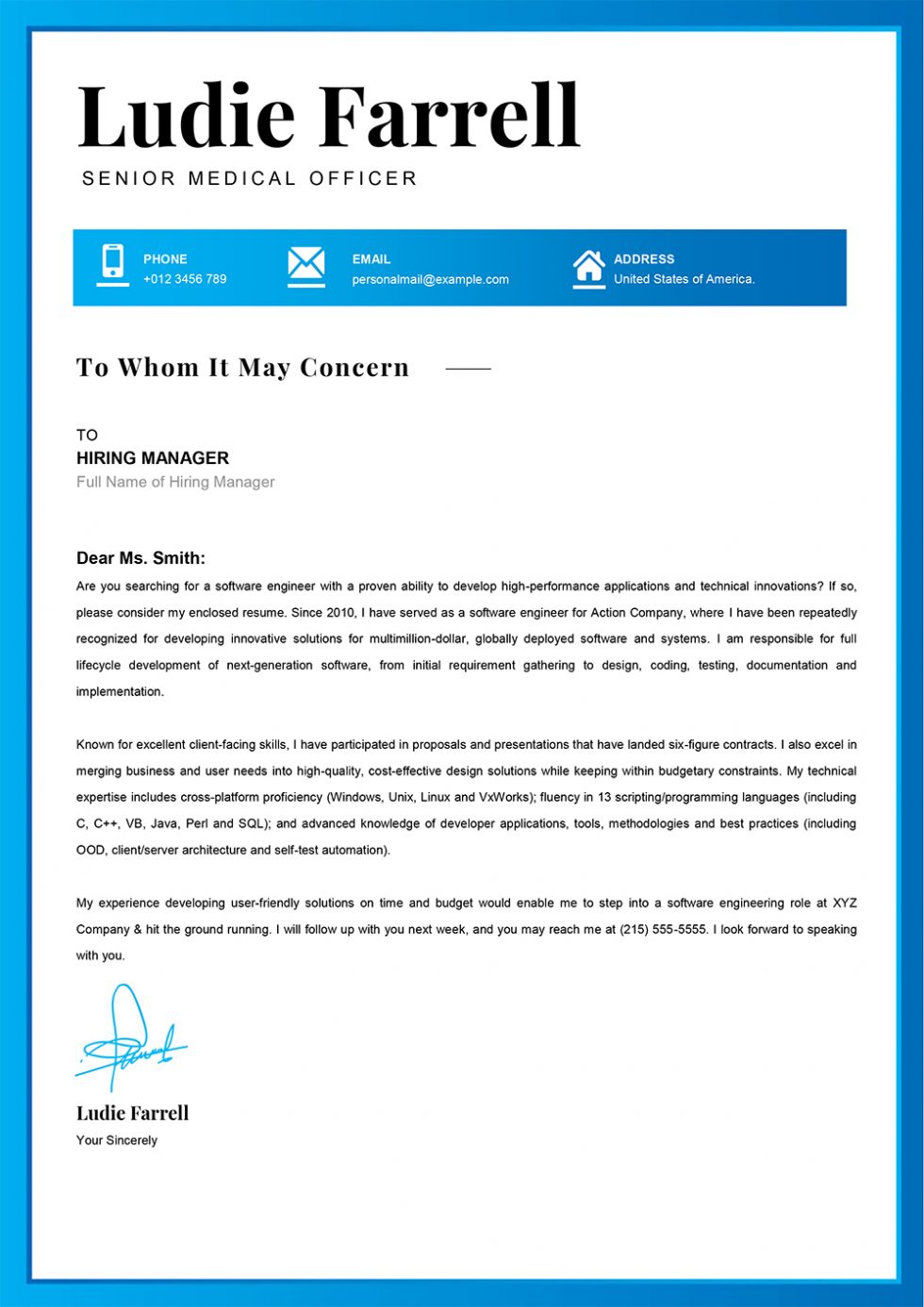 cover letter template medical doctor