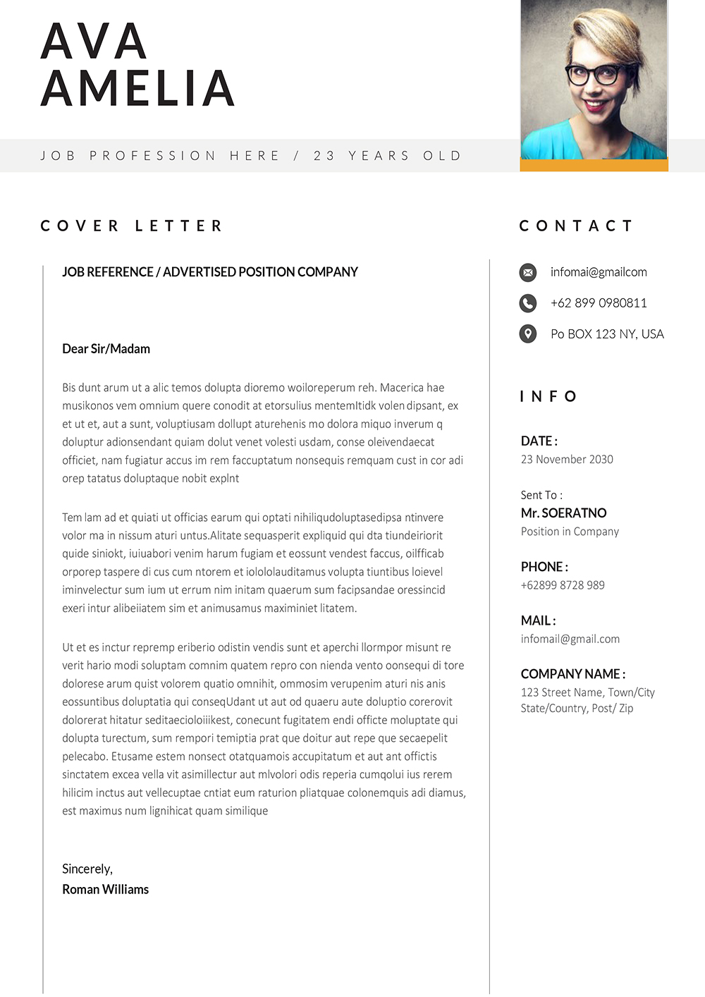 ATS Friendly Cover Letter Template Word Format (DOC/DOCX)