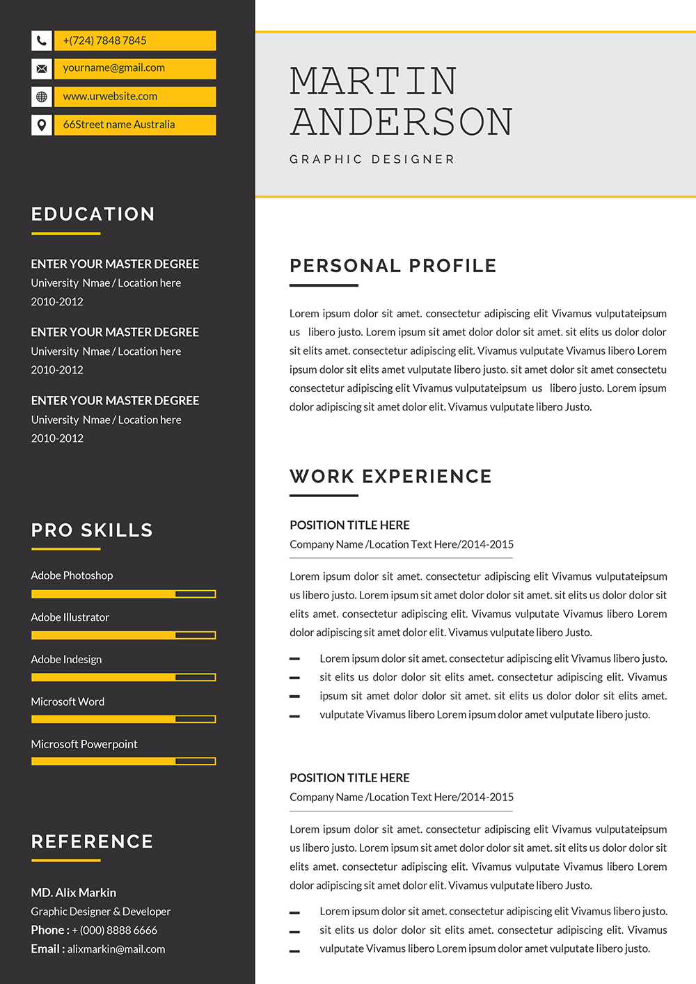 Interior Designer Resume Template 