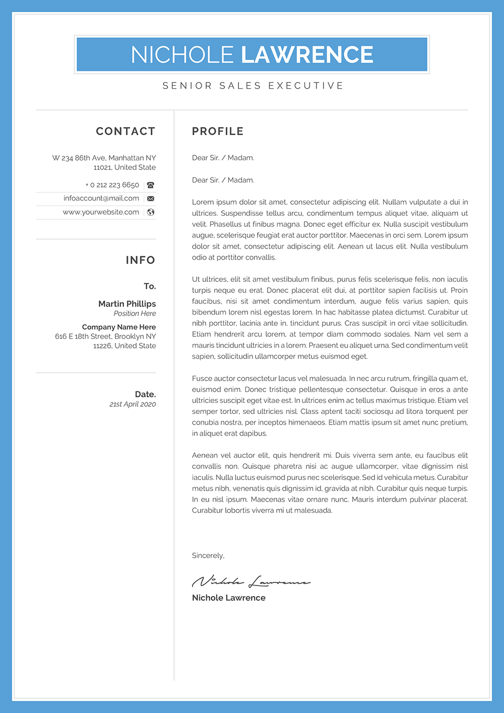 Cover Letter For Job Application | Resume Template to Download Word