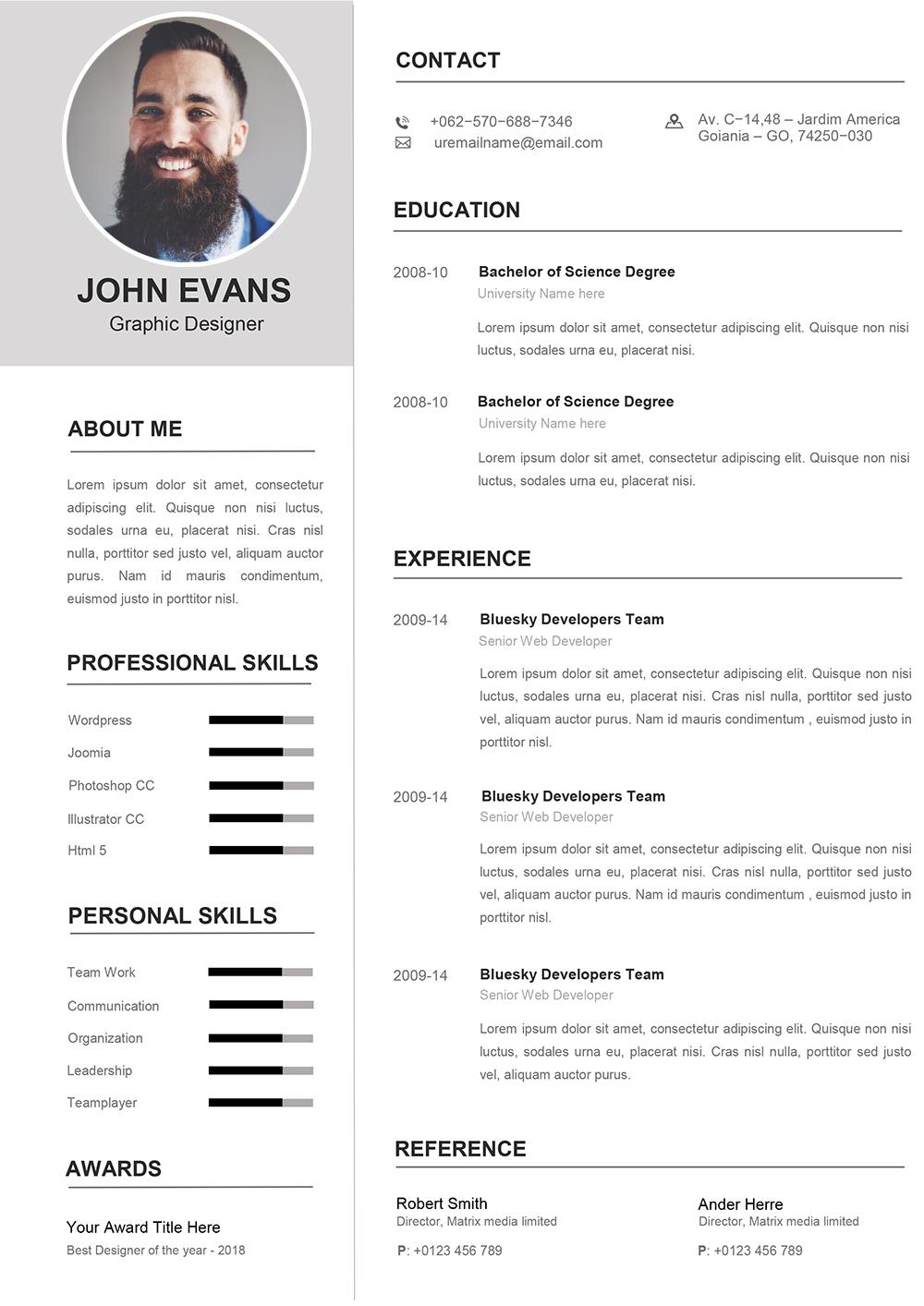 resume format examples 2021
