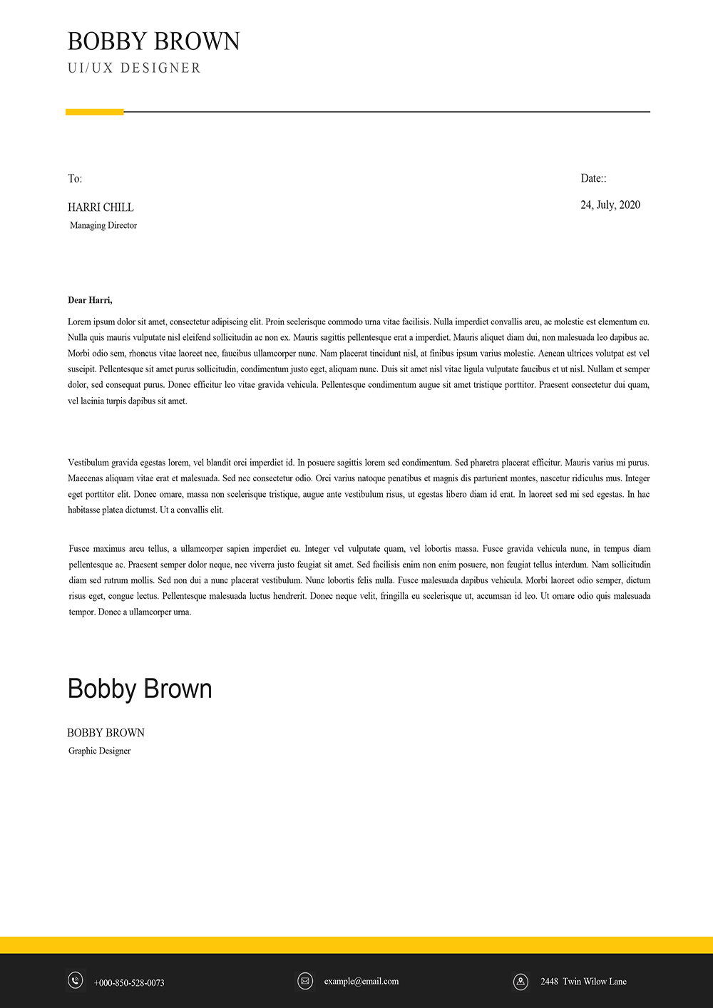 example cover letter 2021