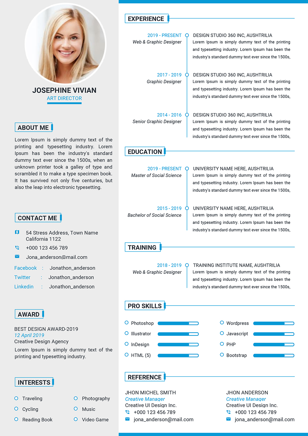 Professional Resume Template Word to download Word format