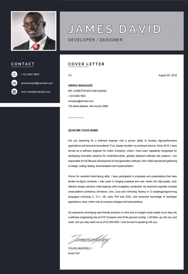 Cover Letter Template Minimalist Style