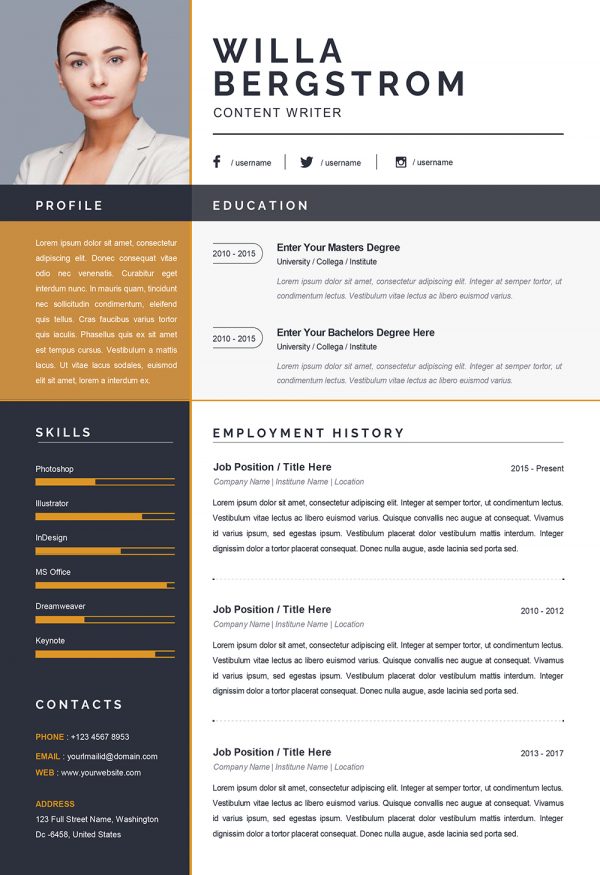 Minimalist Resume CV Template